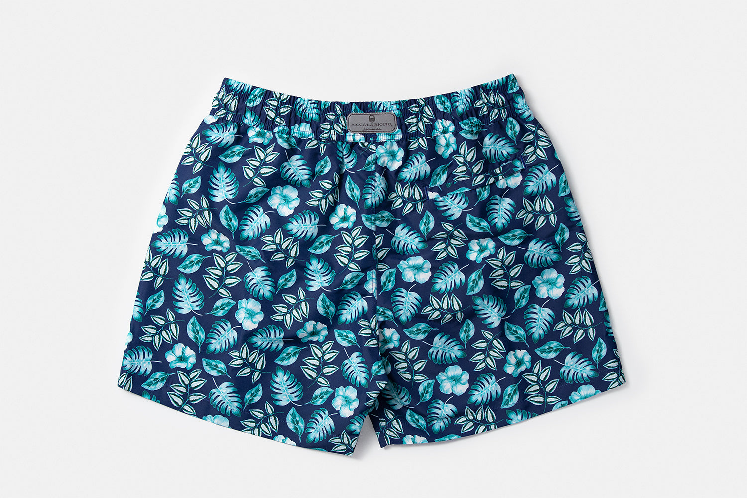 Back view of the PALAWAN luxury swim shorts by Piccolo Riccio.
