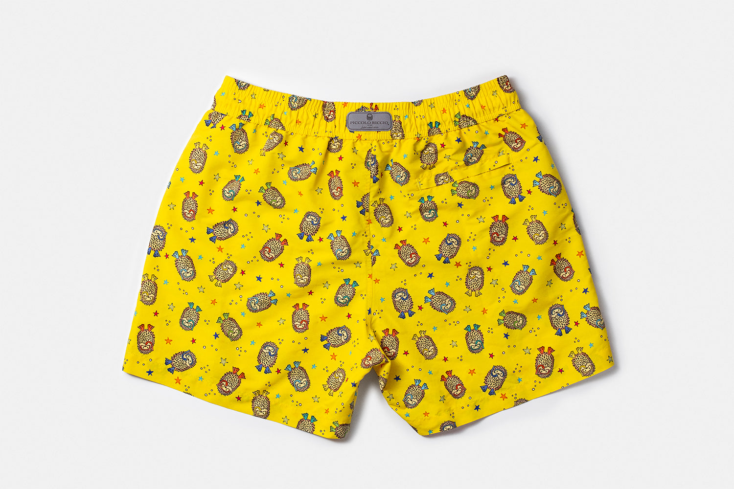 Back view of the YAKUSHIMA flagship luxury swim shorts by Piccolo Riccio